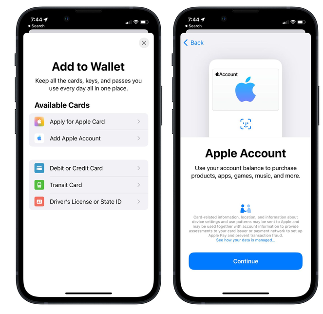 苏家屯苹果手机维修分享iOS 15.5钱包App如何添加 Apple 账户 