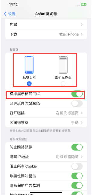 苏家屯苹果手机维修分享Safari浏览器如何切换标签栏位置 