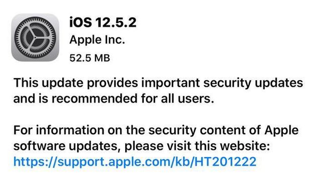 苏家屯苹果手机维修分享iOS12.5.2发布，建议所有老苹果用户安装 